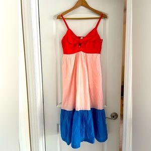 NWT Colorblock Tie Front Cutout Midi Dress